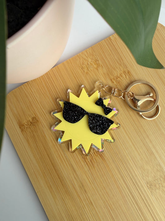 Sunny Shades Acrylic Keychain with Gold Features