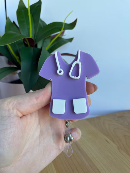 Cute Nurses Scrubs Acrylic Badge Reel