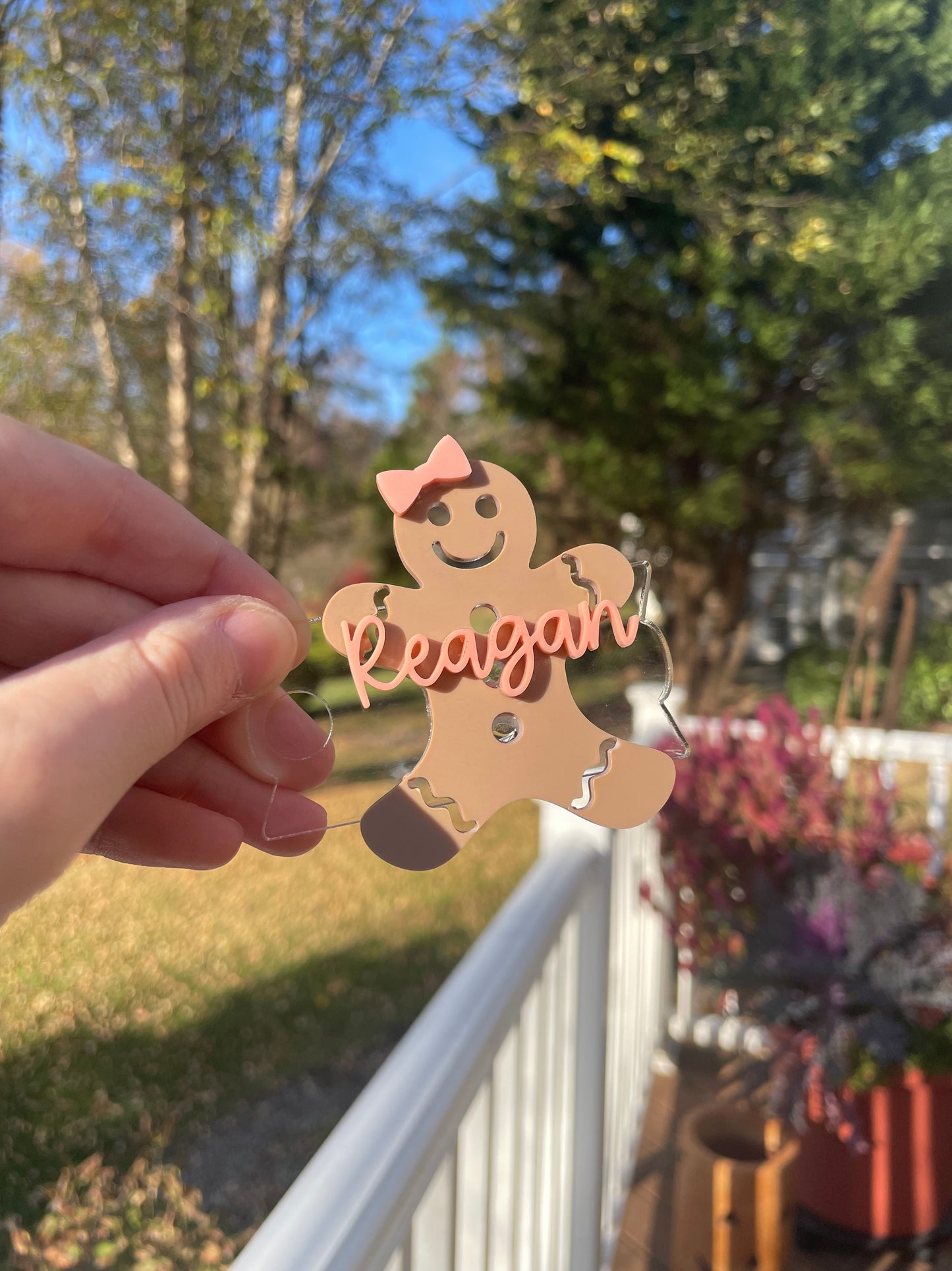 Adorable Gingerbread with Bows Custom Name 30 and 40 ounce Stanley Topper for Waterbottles