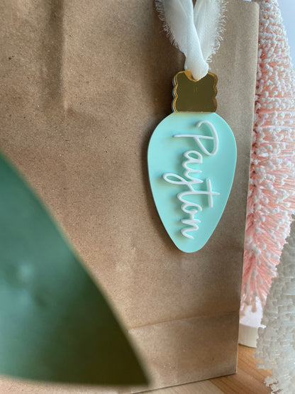 Pastel Christmas Lightbulb Gift Tag/Ornament