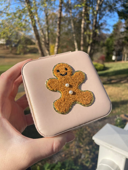 Adorable Gingerbread Man Pale Pink Travel Sized Jewelry Box