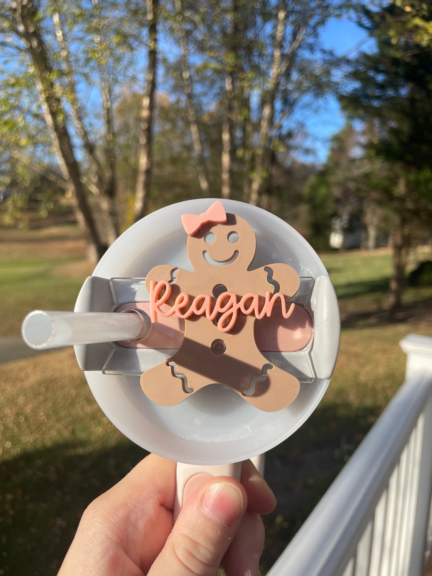 Adorable Gingerbread with Bows Custom Name 30 and 40 ounce Stanley Topper for Waterbottles