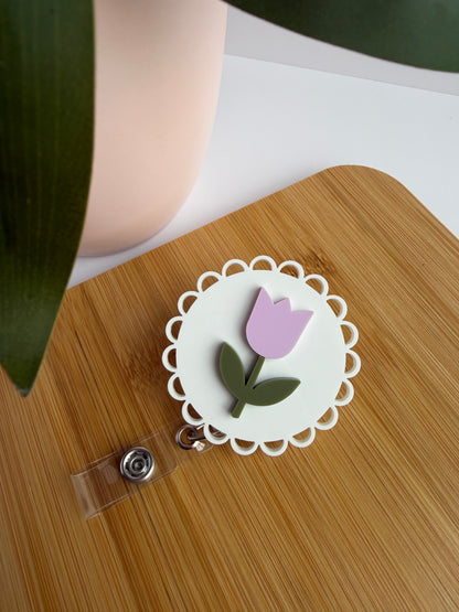 Scalloped Tulip Acrylic Badge Reel