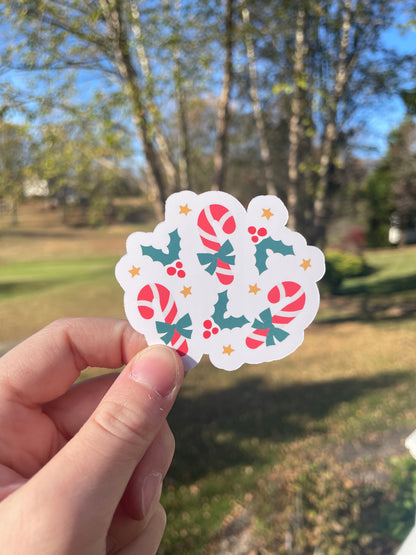 Festive Candy Canes Matte Die Cut Sticker