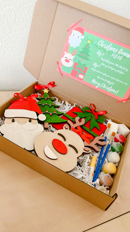 Paint Your Own Wooden 4 Pack of Christmas Ornaments with Paint and Paintbrushes Included