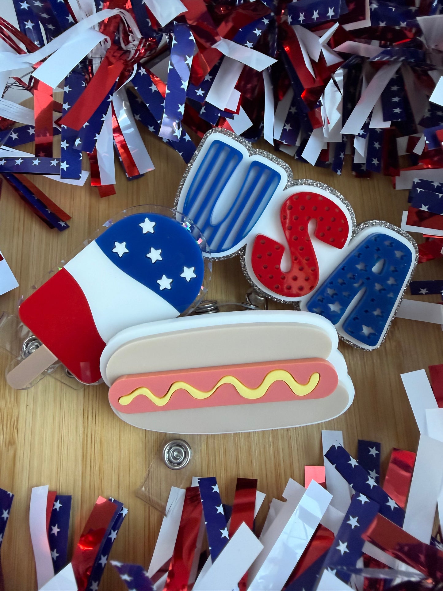 Patriotic USA Acrylic Badge Reel Bundle