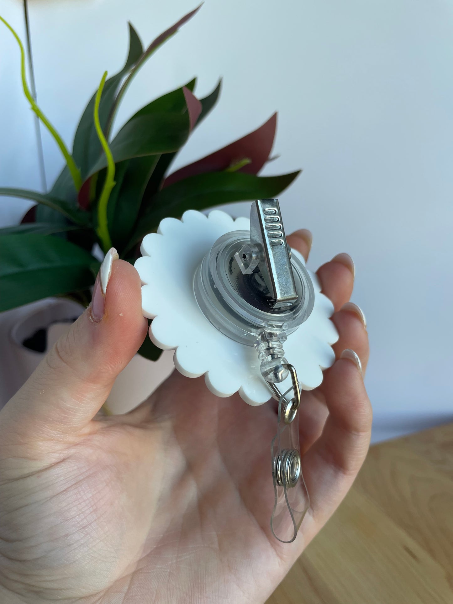 Custom Initial Striped Scalloped Badge Reel