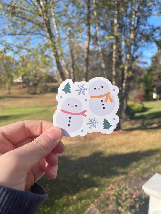 Winter Snowmen Holiday Matte Die Cut Sticker