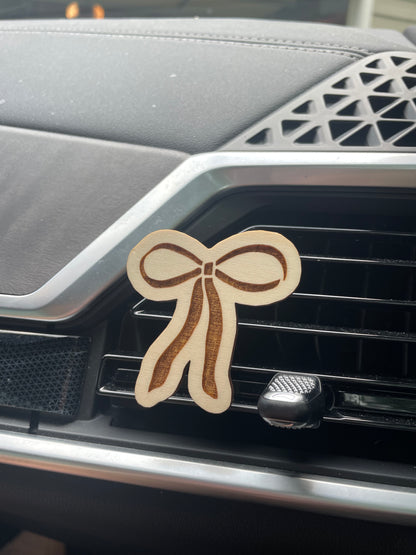Beautiful Bow Wooden Car Vent Clip