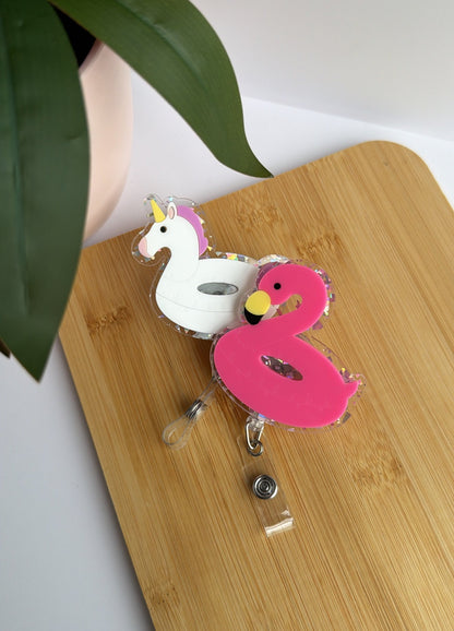 Pool Floaties Acrylic Badge Reel