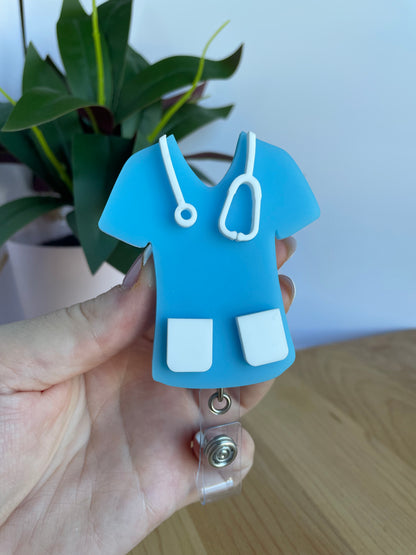 Cute Nurses Scrubs Acrylic Badge Reel
