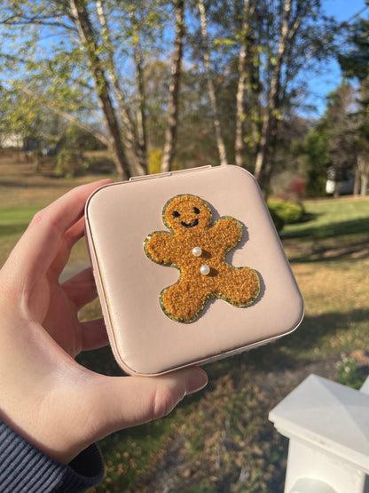 Adorable Gingerbread Man Pale Pink Travel Sized Jewelry Box