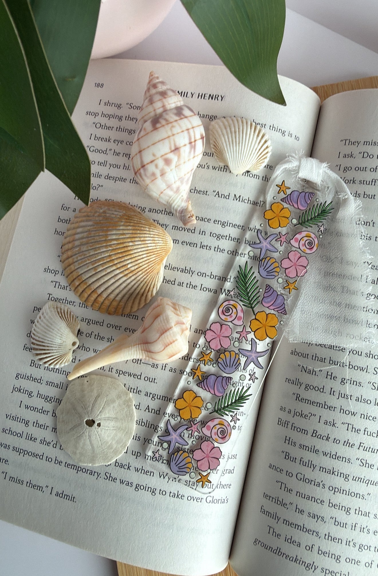 Pastel Under the Sea Acrylic Bookmark with Chiffon Ribbon