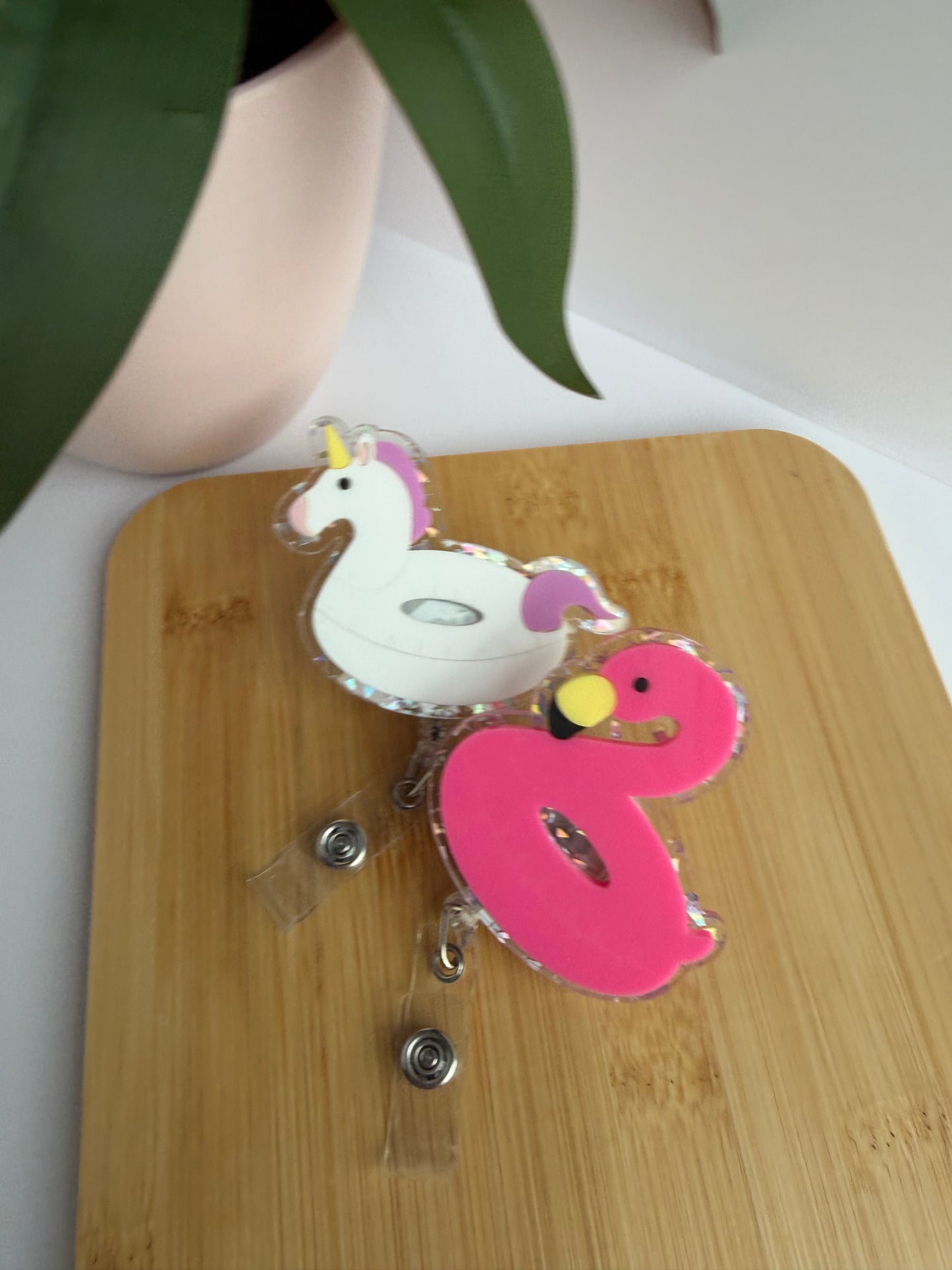 Pool Floaties Acrylic Badge Reel