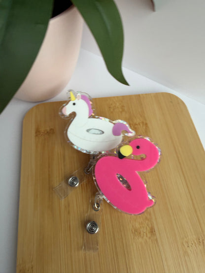 Pool Floaties Acrylic Badge Reel