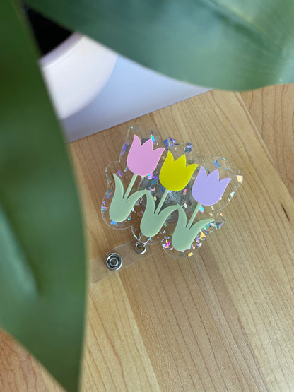 Spring Tulips Acrylic Badge Reel