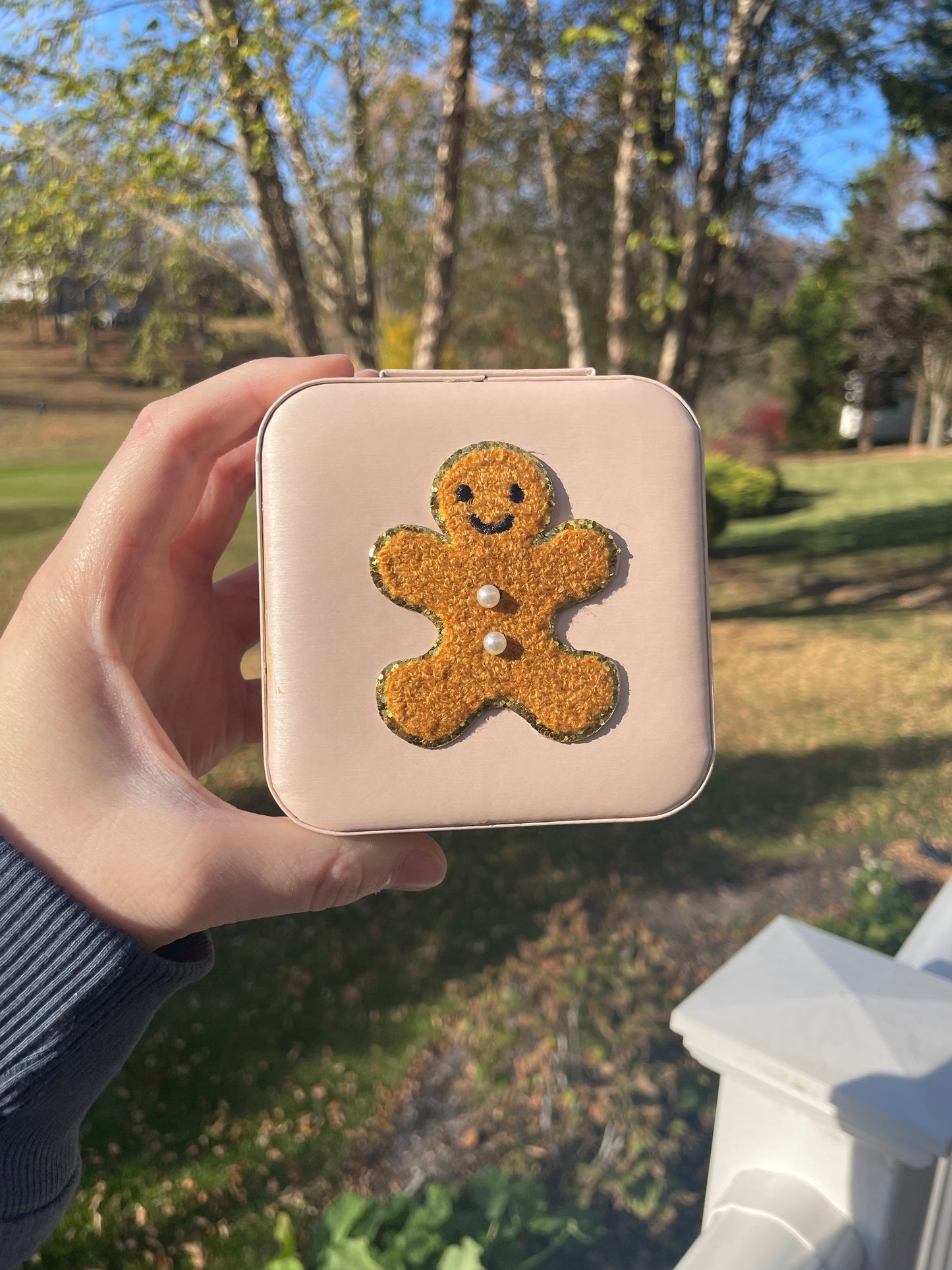 Adorable Gingerbread Man Pale Pink Travel Sized Jewelry Box