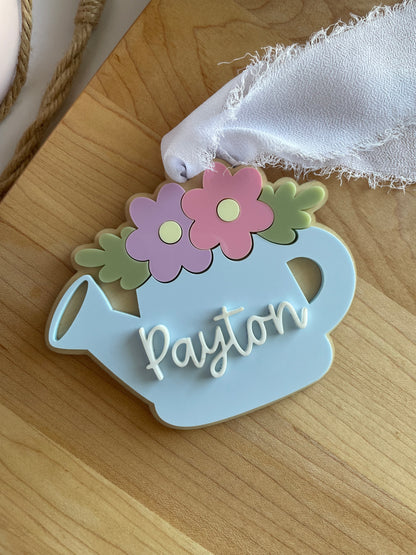 Blooming Watering Can Acrylic Gift Tag