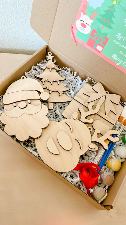 Paint Your Own Wooden 4 Pack of Christmas Ornaments with Paint and Paintbrushes Included