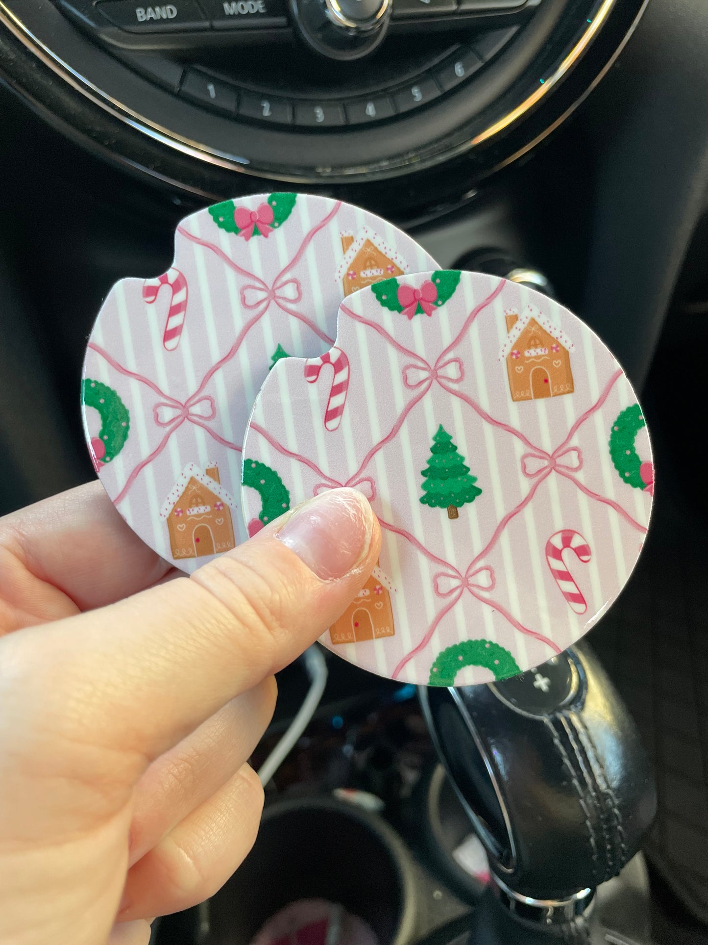 Christmas Doodles Car Coasters