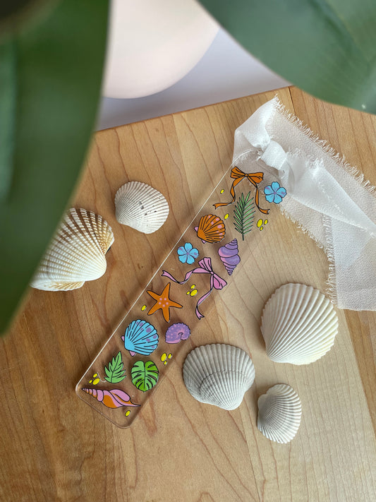 Under the Sea Clear Acrylic Bookmark with Chiffon Ribbon