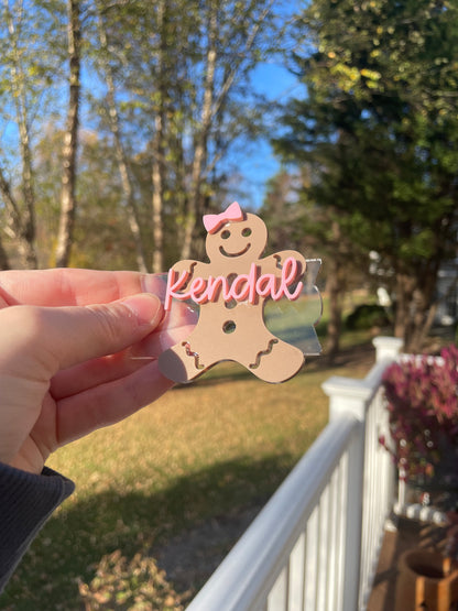 Adorable Gingerbread with Bows Custom Name 30 and 40 ounce Stanley Topper for Waterbottles