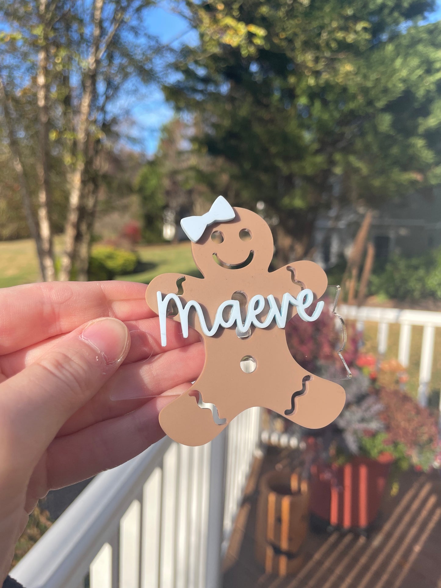 Adorable Gingerbread with Bows Custom Name 30 and 40 ounce Stanley Topper for Waterbottles