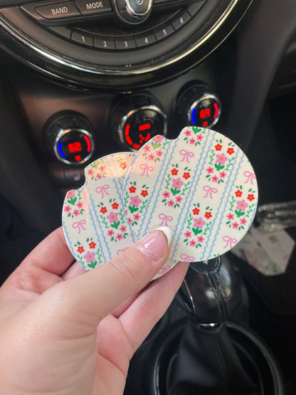 Pretty Flowers and Bows Car Coasters