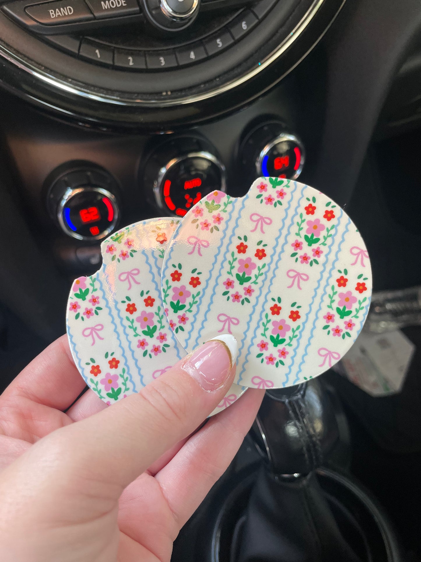 Pretty Flowers and Bows Car Coasters