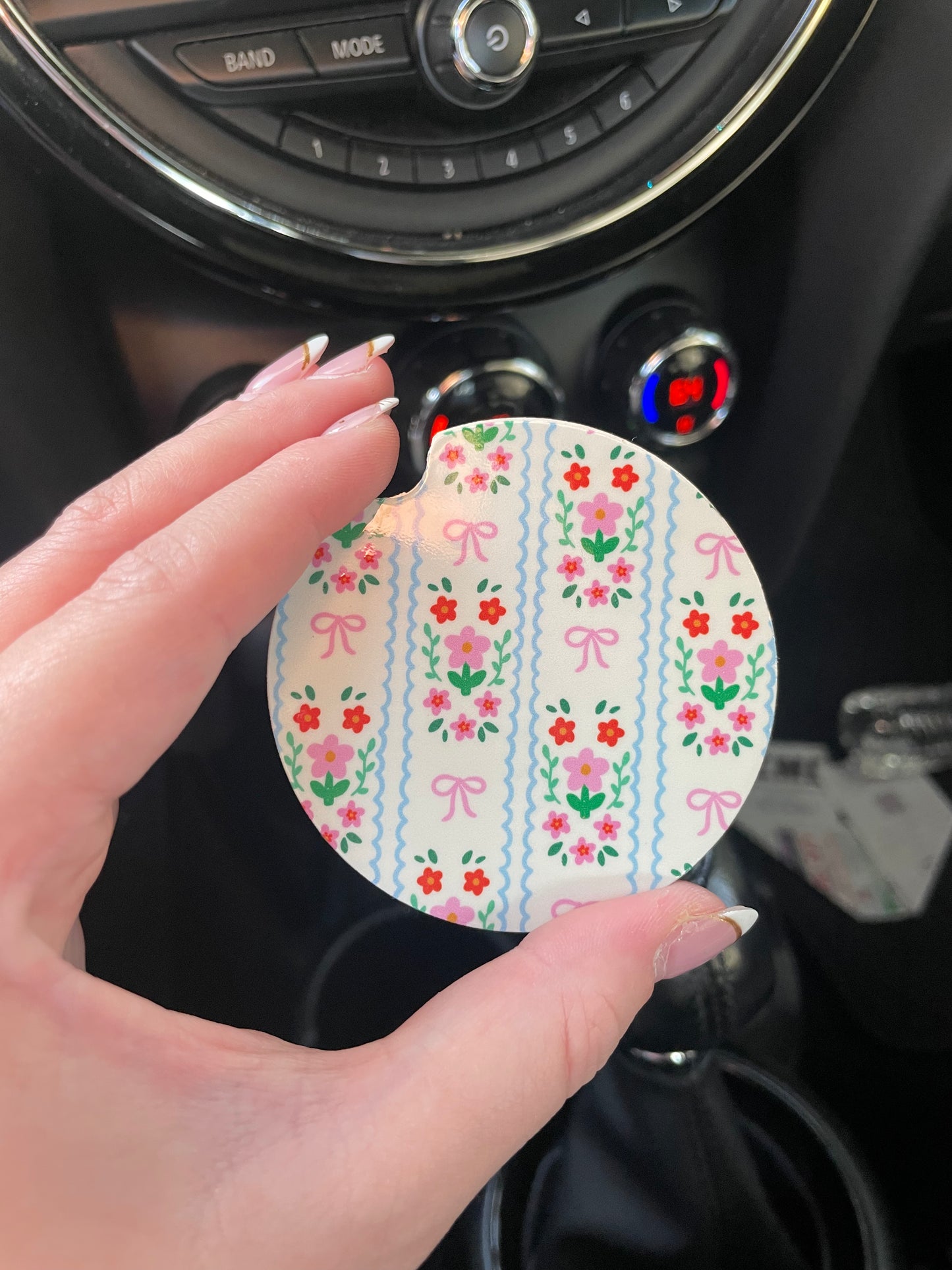 Pretty Flowers and Bows Car Coasters