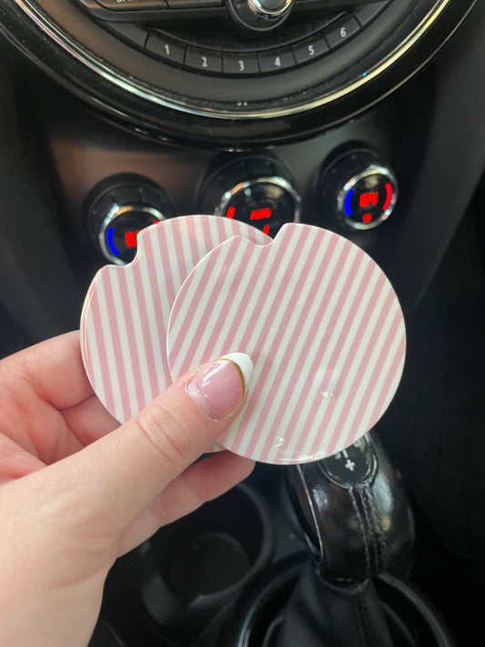 Pink Striped Car Coasters