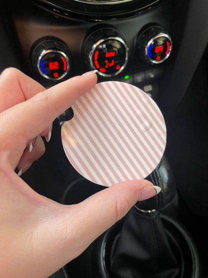 Pink Striped Car Coasters