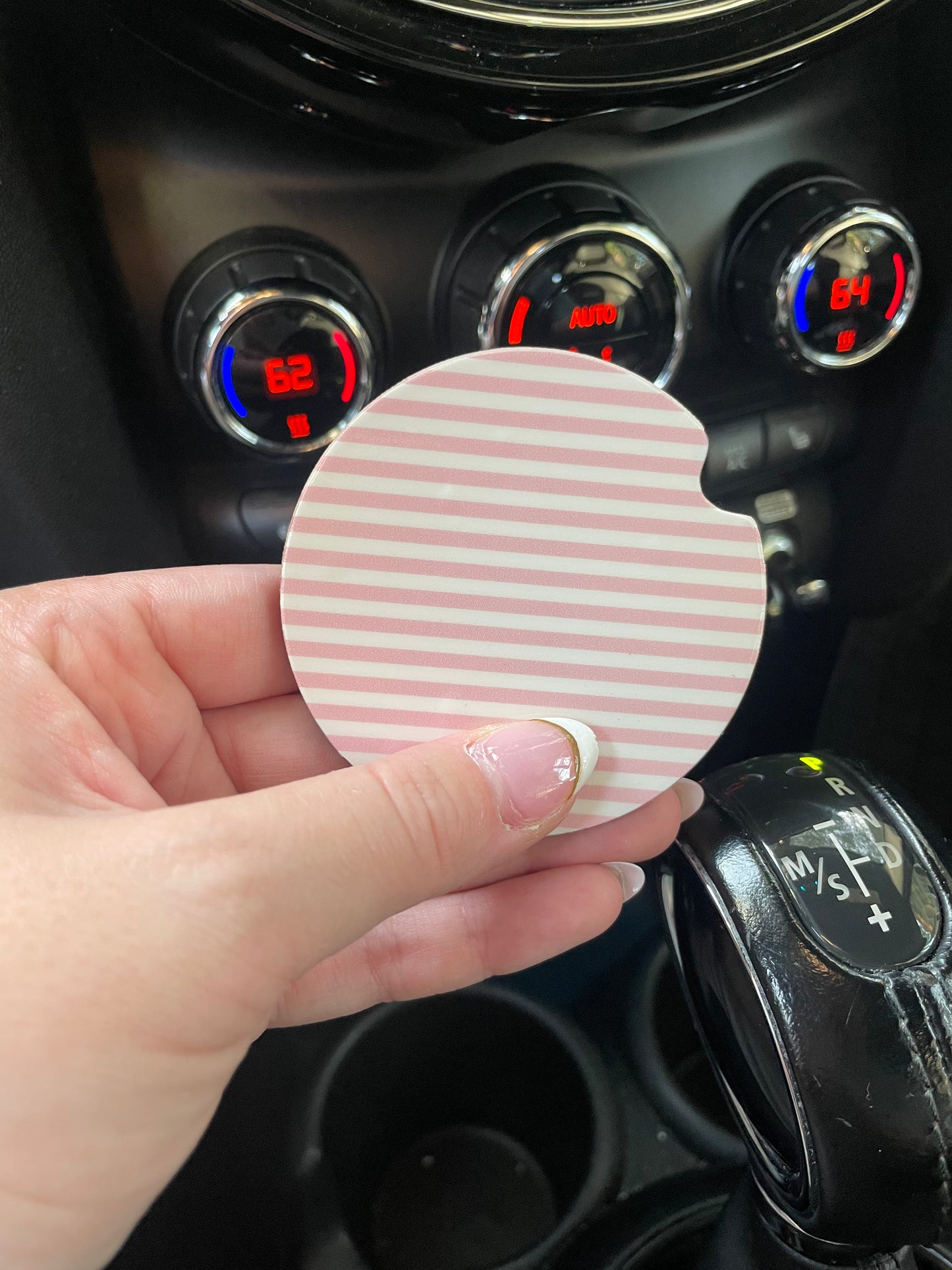 Pink Striped Car Coasters