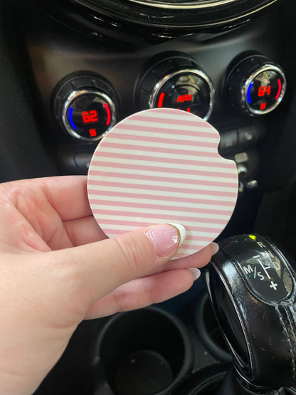 Pink Striped Car Coasters