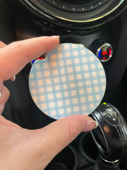 Blue Checkers Car Coasters