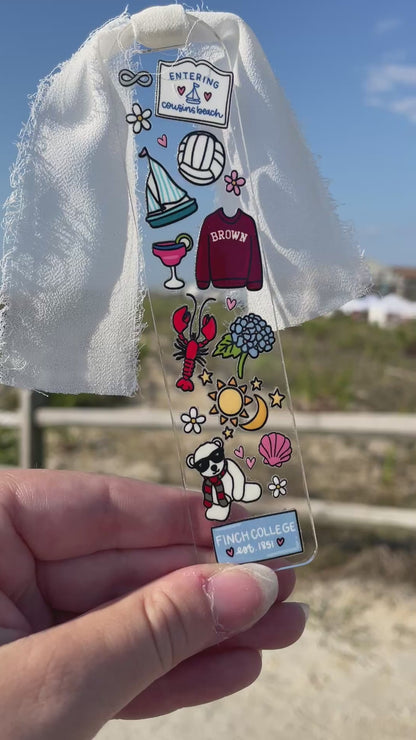 Cousins Beach Clear Acrylic Bookmark with Chiffon Ribbon