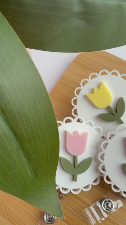Scalloped Tulip Acrylic Badge Reel