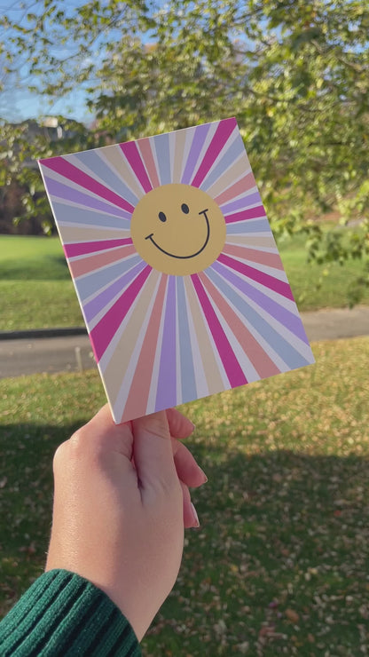 Rainbow Smiley Blank Greeting Card with White Envelope